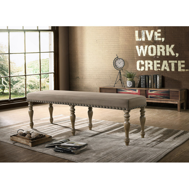 Banc rembourré en microfibre avec garniture cloutée Birmingham