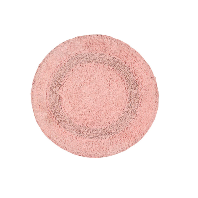 Plush Cotton Round shape bath Rug, Pink, 22"W x 22"L