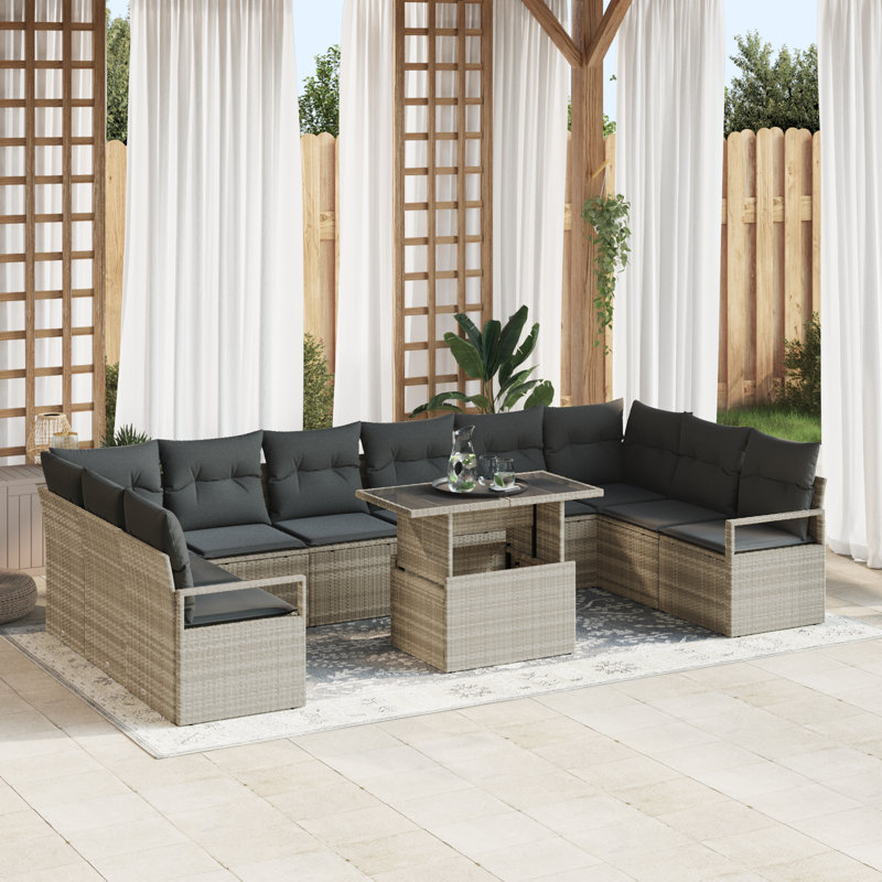 344cm Wide Patio Sofa with Cushions