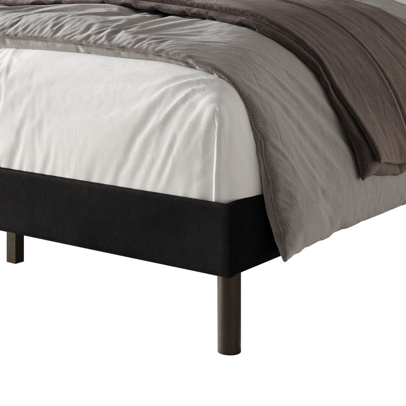 Herrin Upholstered Wingback Panel Bed, Black, Full