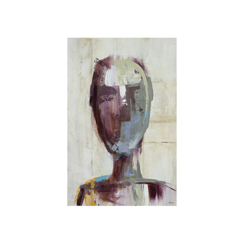 «Thought Machine II» par Bridges - peinture sur toile tendue, Gel brossé, H 16 po x l 10,5 po x P 1,5 po