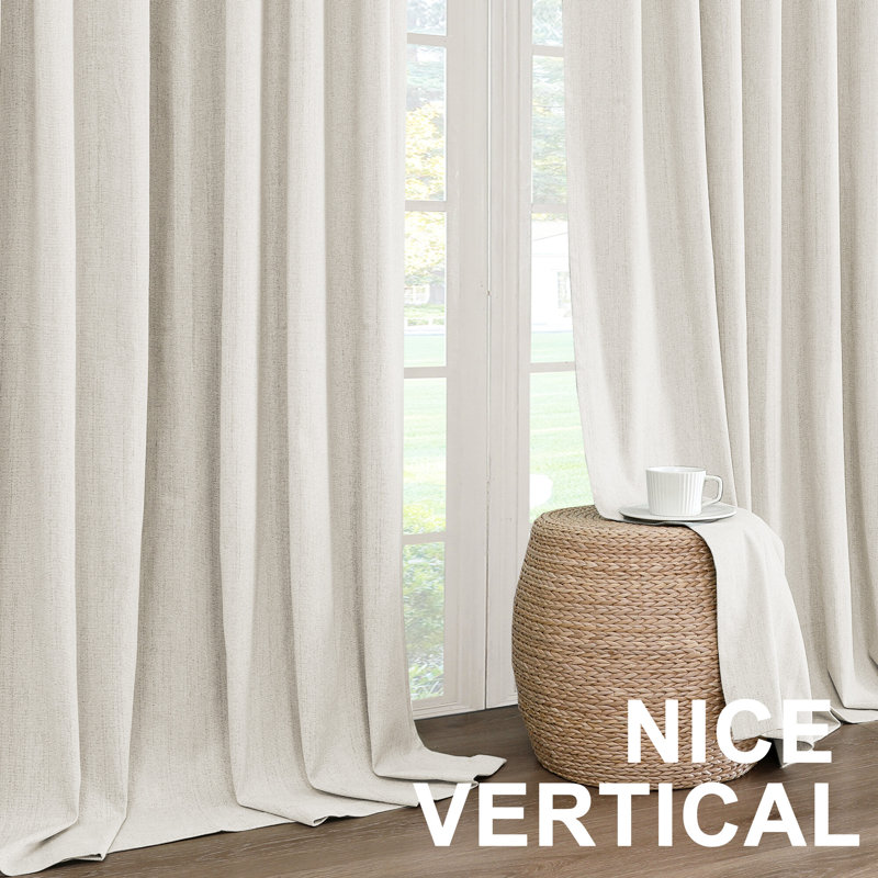 Premium Chenille Linen Textured 100% Blackout Curtains Thermal Insulated for Living Room Back Tab/Rod Pocket Bedroom Draperies 2 Panels