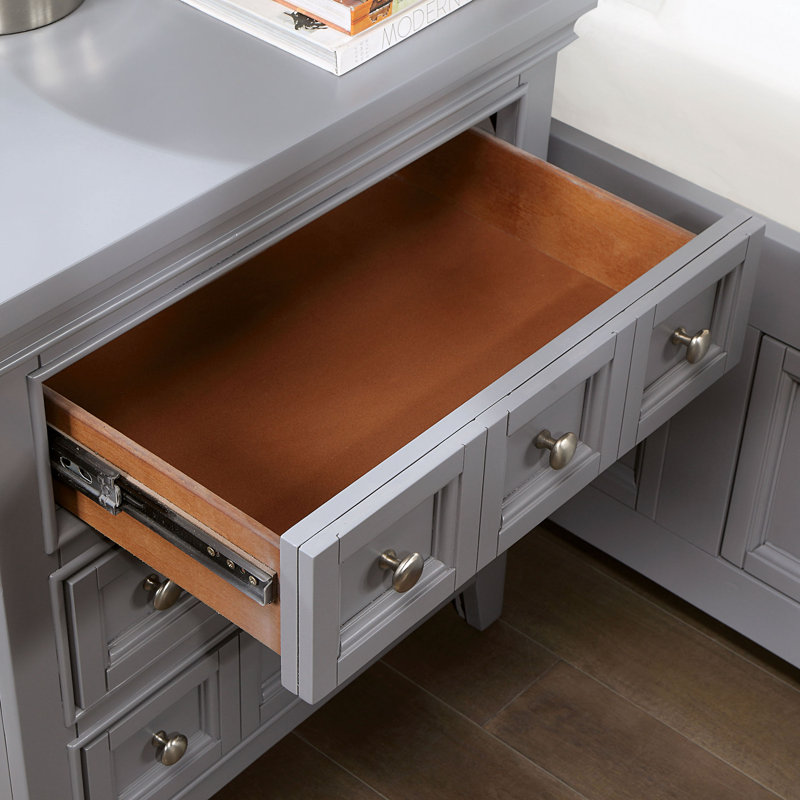 Table de chevet 3 tiroirs Genesha, Gris, Argent
