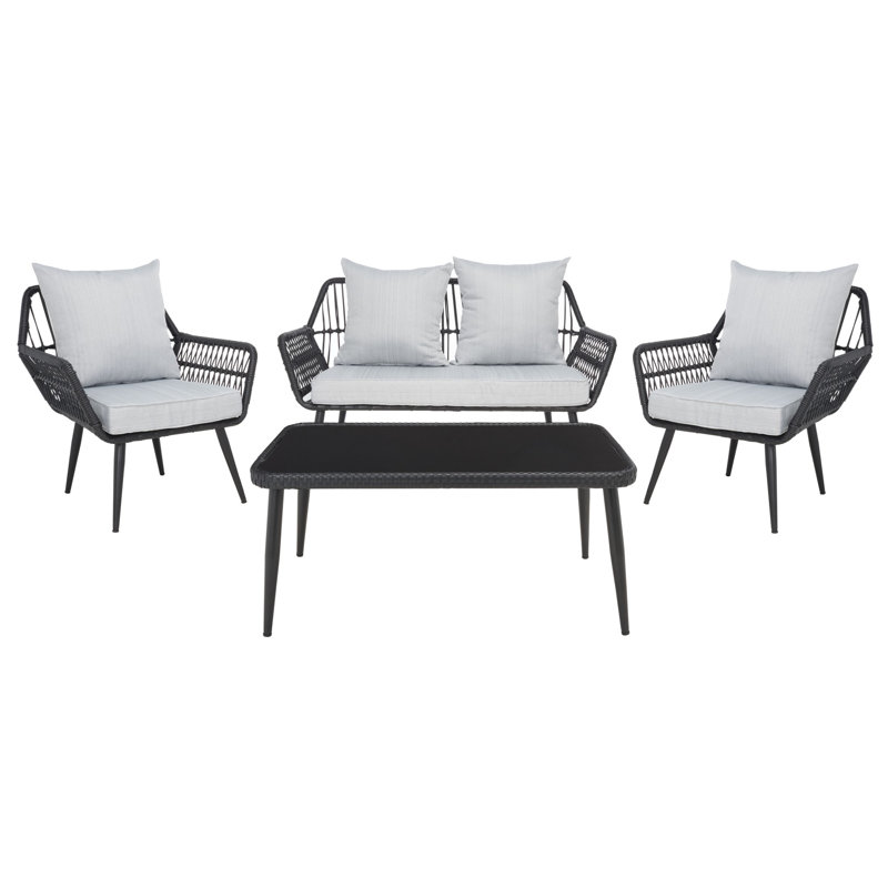 4Pc Living Set, Black, Gray