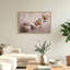 Toile brune, poires brunes et bols empilés sur toile drapée-443205387