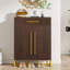 Armoire à chaussures 31,5 "en bois noyer et or avec portes