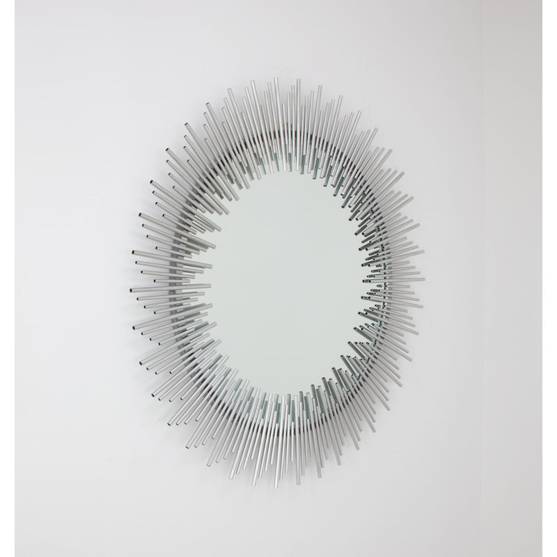 Pierre Sunburst Metal Mirror, Silver