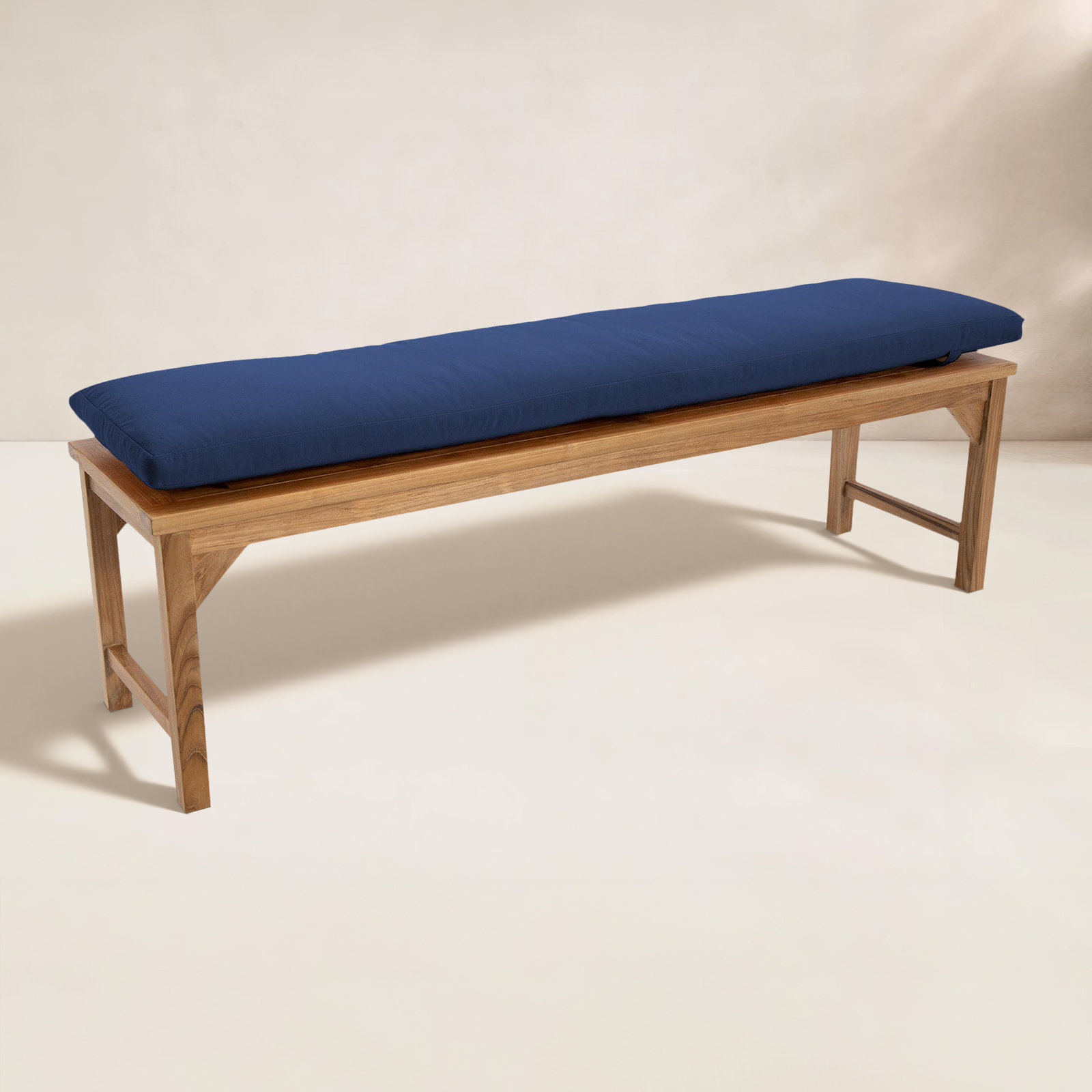 Velay Teak Outdoor Bench, 18" H x 72" W x 15.25" D, Navy