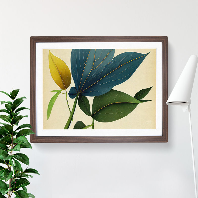 Inspirational Leaf - Single Picture Frame Print, 34cm H x 46cm W x 2cm D, Walnut