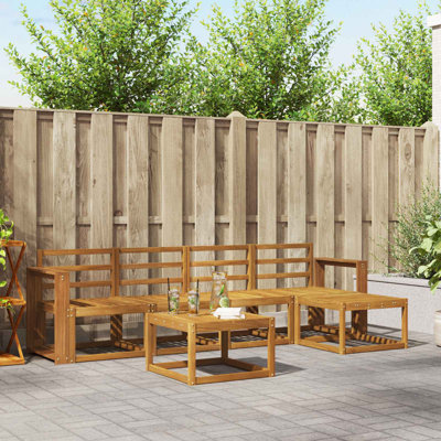 Vidaxl Outdoor Sofa Set 6 Pcs Solid Acacia Wood Garden Couch Sectional Seating