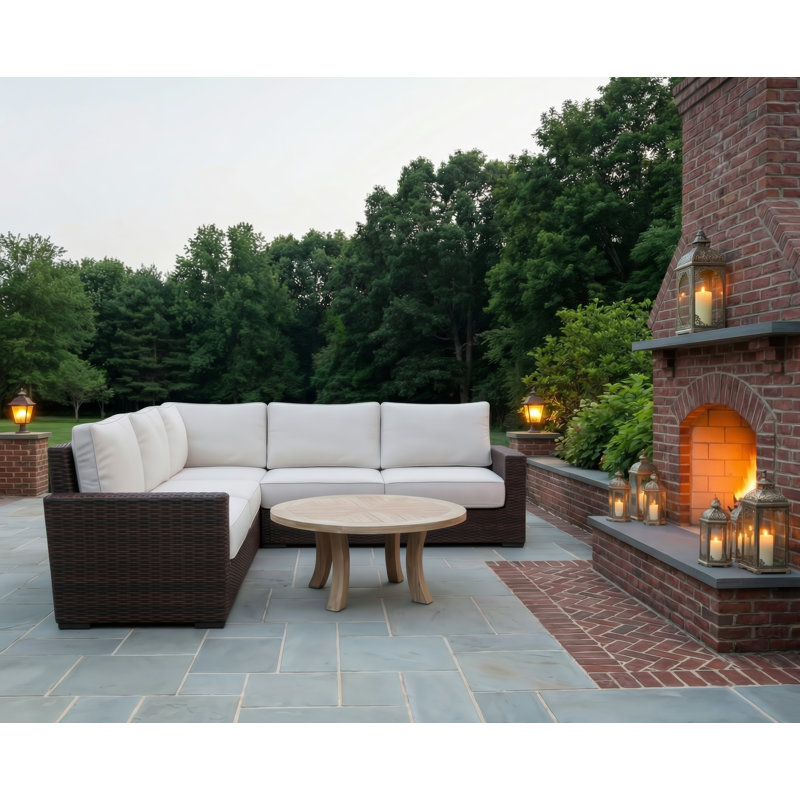 Montecito 106.50'' Wide L-Shaped Premium All-Weather Wicker Patio Sectional with Sunbrella® Cushions