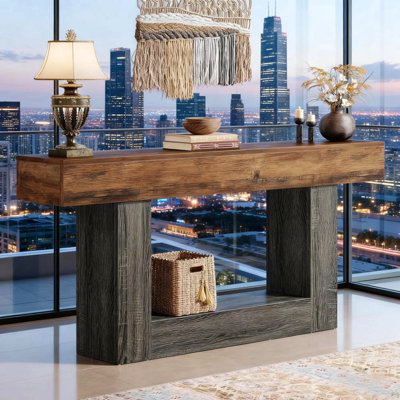 Wooden Console Table, Narrow Long Wood Sofa Table, Living Room Table Rectangular Sofa Table Behind The Couch