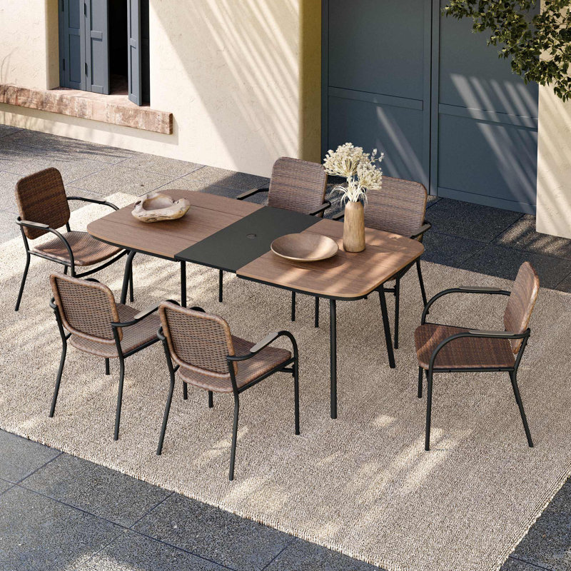 6 - Person Patio Dining Set with Rectangular Table