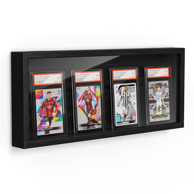Card Display Case, Trading Card Display Frame Wall Mount, Graded Sports Card Display For Trading Card Collection Black