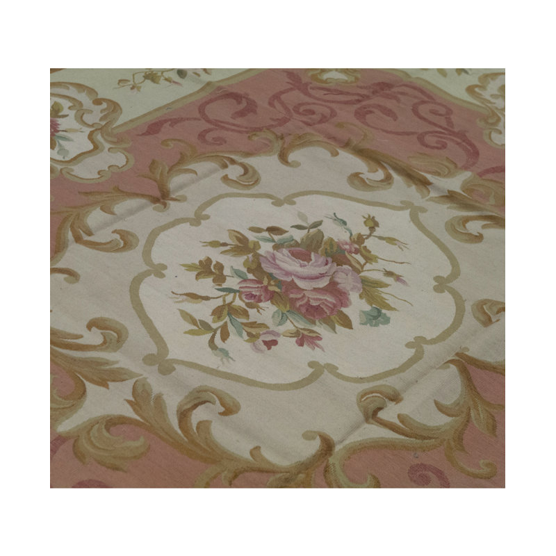 Hand-Knotted High-Quality Rose and Beige Area Rug