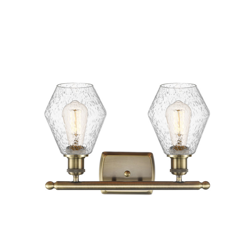 Éclairage pour meuble-lavabo à intensité variable 2 lumières Cindyrella, Laiton antique, Grainé
