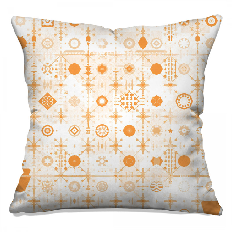 Coussins décoratifs à formes géométriques orange, 14 x 14 inches