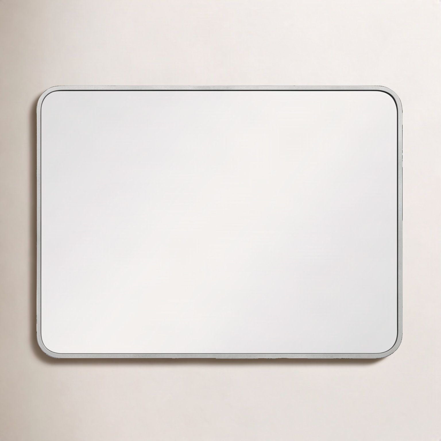 Sabine Metal Rounded Rectangle Wall Mirror, 36" x 27", Silver