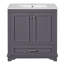 Meuble-lavabo de luxe 30 po avec lavabo en céramique, meuble-lavabo avec 2 grandes portes à fermeture douce, meuble de rangement en bois massif