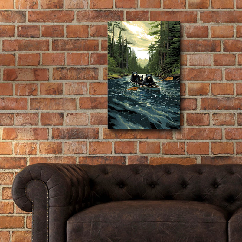  «Black Bear Canoe» par Jim Baldwin, art mural en verre acrylique, 16 po x 24 po, H 24 po x l 16 po