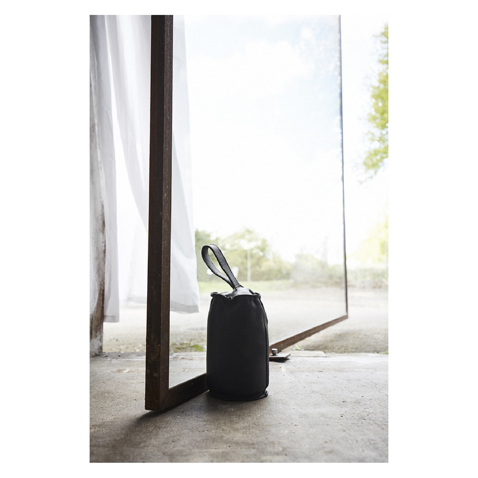 Tribune Fabric Weighted Floor Stop, Black