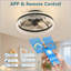 Ventilateur de plafond moderne à DEL avec lumière - Plafonnier à intensité variable de 16 po avec télécommande et température de couleur réglable, ventilateur silencieux pour la chambre à coucher, le salon, noir