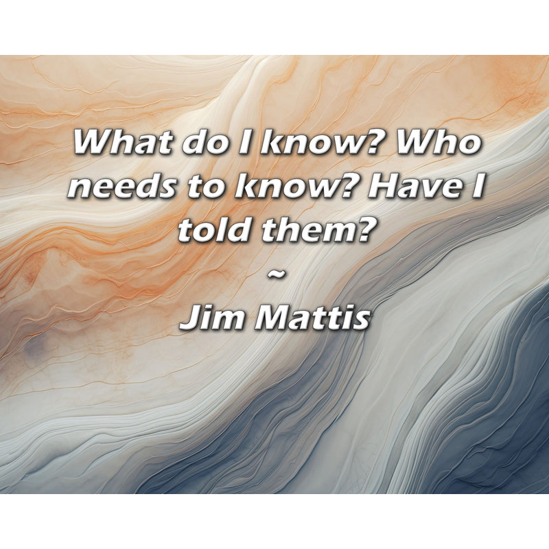 Trinx Gallery Wrapped Canvas By Jim Mattis: "What do I know? Who needs to know? Have I told t, 28" H x 40" W