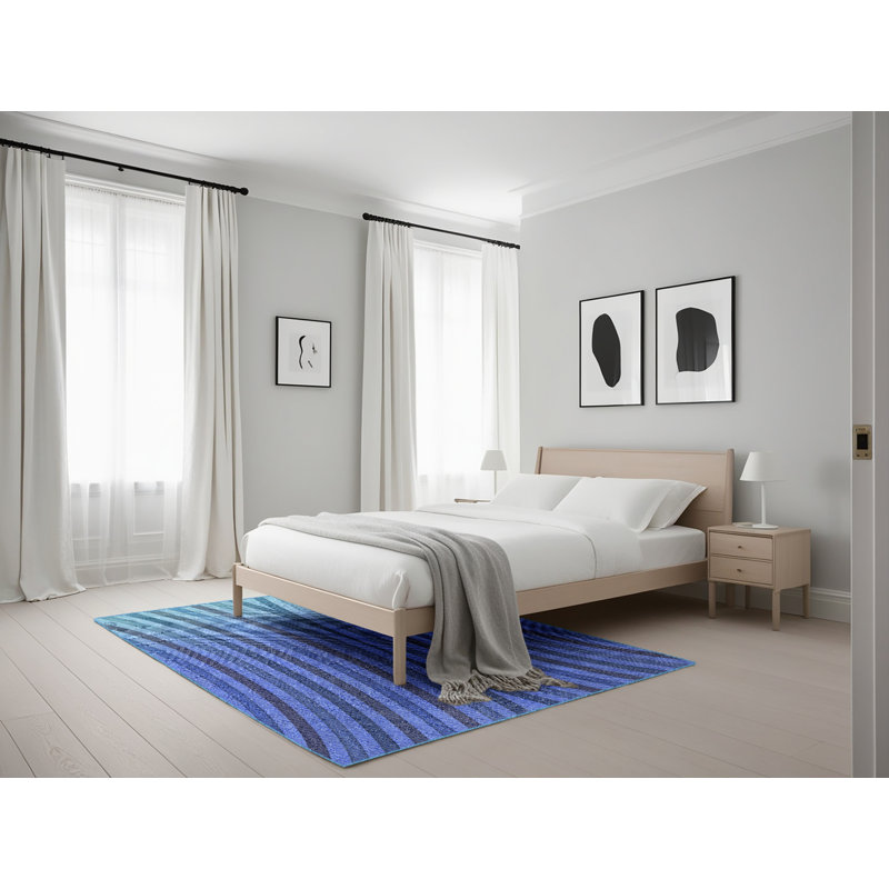 Tapis de zone bleue à motifs, Rectangle 5 pi x 7 pi