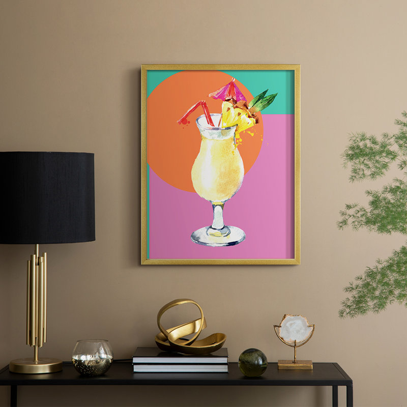 Reproduction encadrée Pina Colada - bois massif, H 11 po x l 9 po, Gold