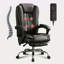 Fauteuil de massage avec chauffeur et 6 points de vibration, fauteuil de bureau de direction avec repose-pieds et accoudoirs rembourrés, dossier inclinable et roulettes