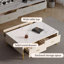 Table basse blanc massif + bois manufacturé + pierre frittée rectangulaire