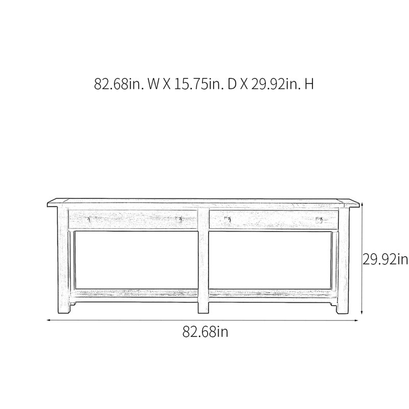 Console rustique, H 29,92 po x l 82,68 po x P 15,75 po, Bois naturel