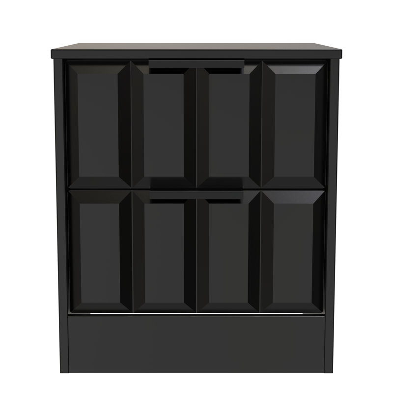 Doss 45cm W Manufactured Wood Bedside Table, Deep Black/Black Matt