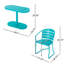 Chaise bistro et table ovale en fer, sarcelle, fini fer, pour patio