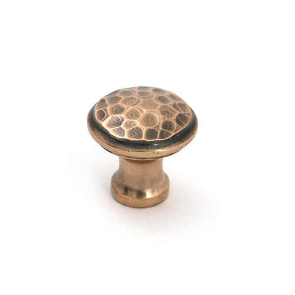Hammered Round Knob, Polished Bronze, 0.79" Knob Diameter