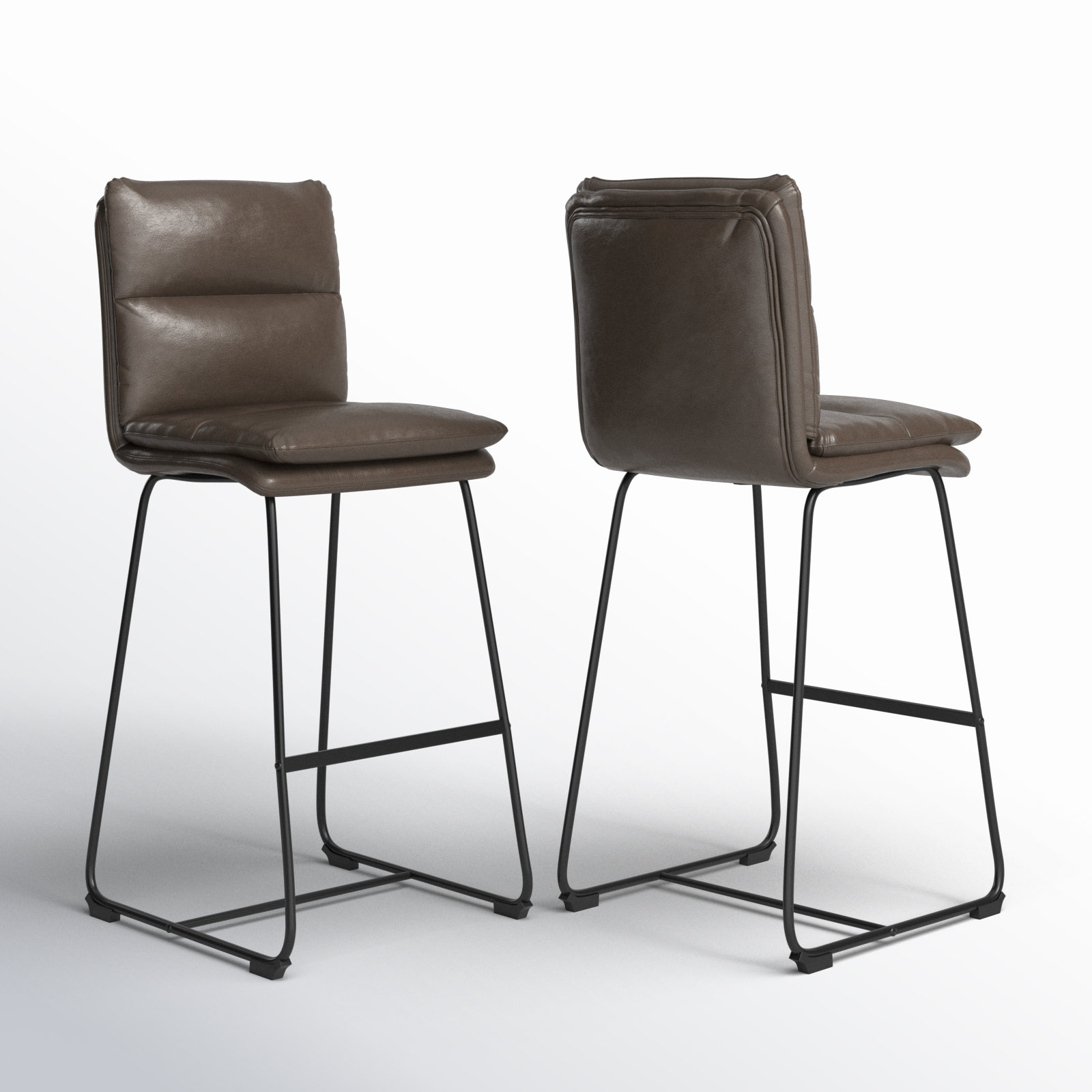 Volana Bar Stool, Brown Faux Leather, Bar Stool (30" Seat Height)
