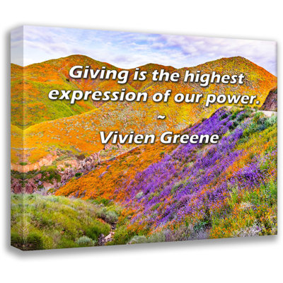 Artsy Quote "Giving is the highest expression of our power." By Vivien Greene Gallery Wrapped Canvas
