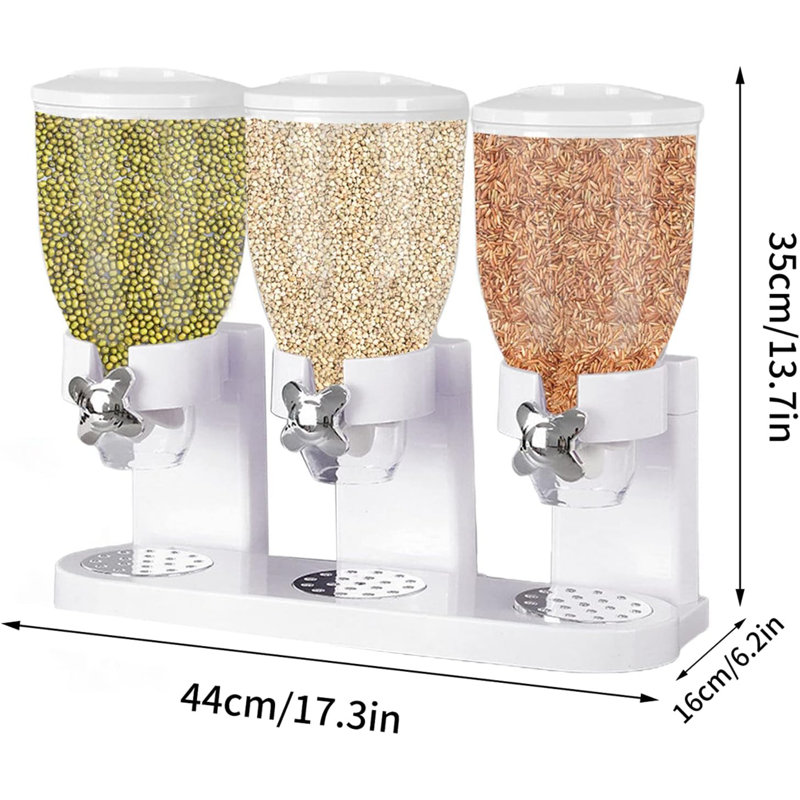 Distributeur de nourriture sèche triple contenant, Blanc
