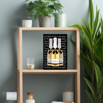 Elegant Champagne Trio Elegant Contemporary Wall Art Print by Martina - Wrapped Canvas Print
