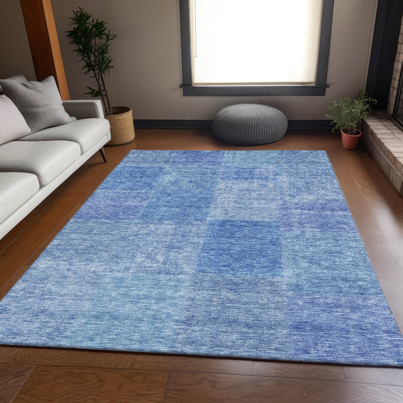 Premium Machine Washable Prisco Denim Rug, Rectangle 8' x 10'