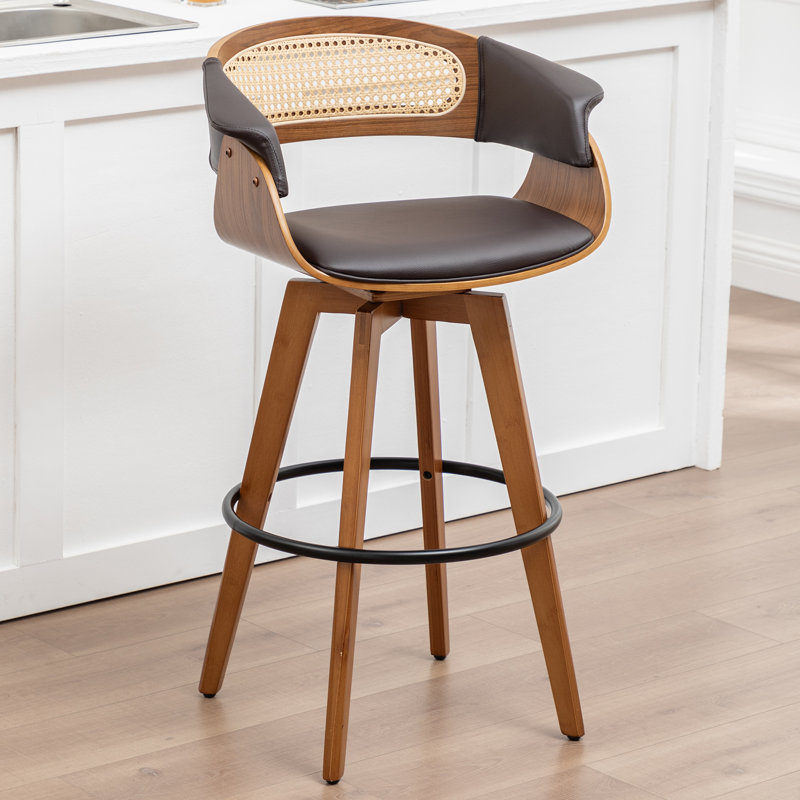 Tabourets de bar pivotants rembourrés, Tabouret de comptoir (siège d'une hauteur de 26,3, Brun