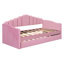 Lit de jour simple tapissier avec couchette, canapé-lit en velours avec ports USB, aucun sommier nécessaire, rose (ancien SKU HL000067AAH)