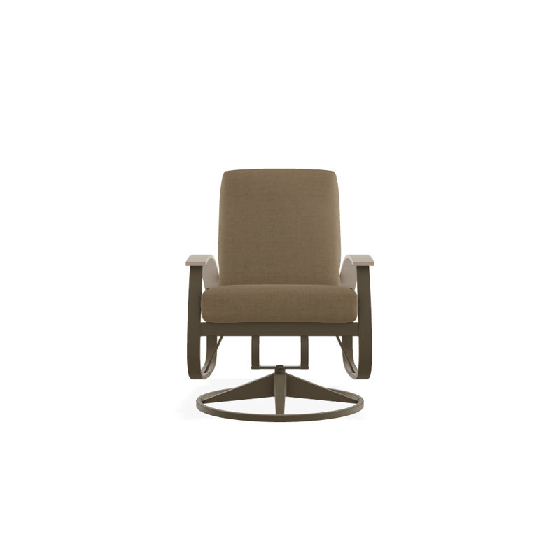 Belle Isle Outdoor Swivel Lounge Chair, Spectrum Indigo Sunbrella®, Textured Beachwood, Desert P60
