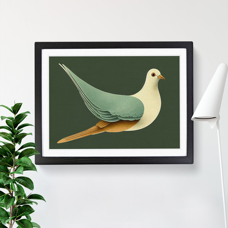 Ingenious Dove Bird - Single Picture Frame Print, Black, 46cm H x 64cm W x 2cm D