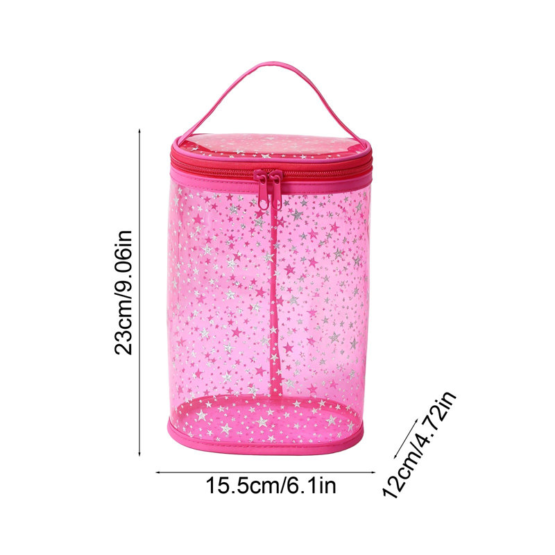 Boîte de rangement en plastique transparent à motif étoiles, imperméable, grande capacité, pour le maquillage et les articles de toilette. Sac de rangement portatif en PVC.