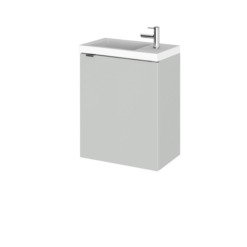 Fusion 405mm Single Bathroom Vanity with Integrated Polymarble Basin, Gloss Grey Mist