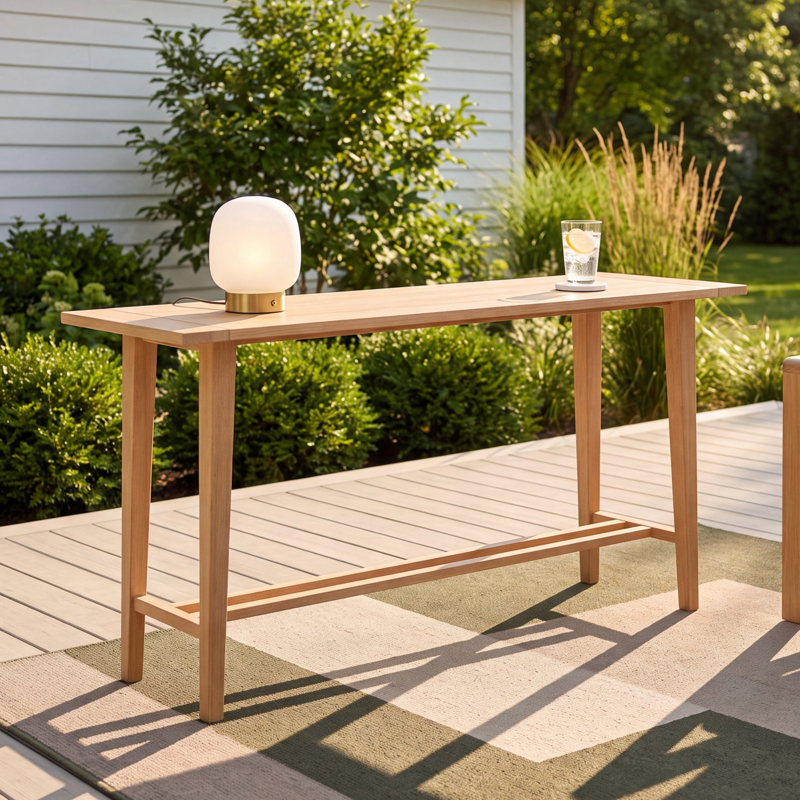 Knightly 85'' Teak Outdoor Bar Table
