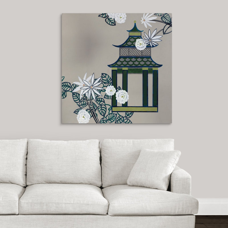 « pagode i », peinture sur toile, Toile tendue, H 36 po x l 36 po x p 1,25 po