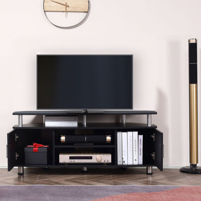 Jaidyn TV Unit Cabinet with Storage Shelves Entertainment Center Black