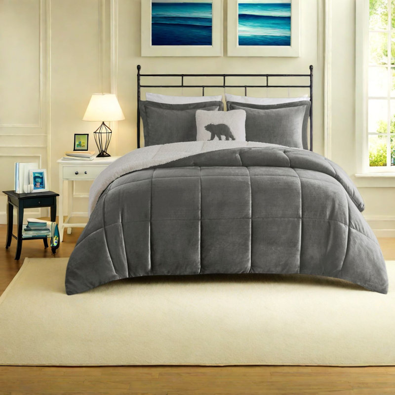 Ensembles de literie douillets en sherpa douillet, polyester moelleux, conception rustique pour la maison
